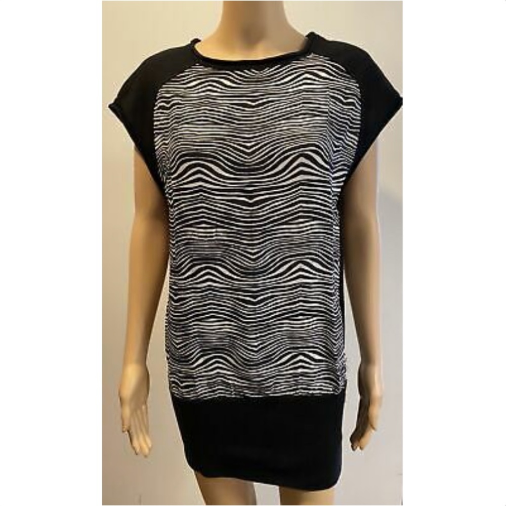 PIERRE BALMAIN Black / Zebra Stripe short dress
